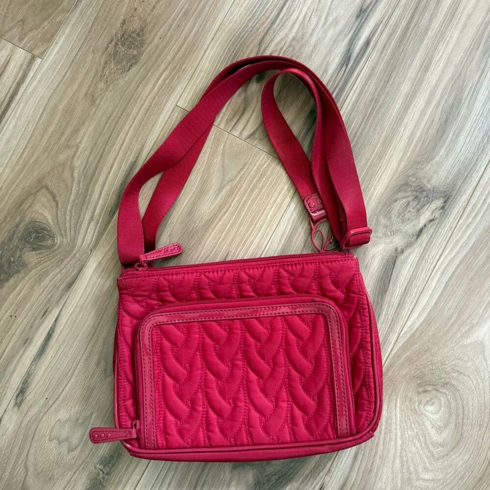 Vera Bradley Womens Red Performance Twill Quilted Purse Crossbody Bag